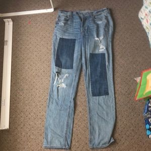 patched mom jeans
